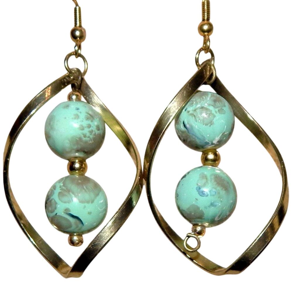 Vintage Up-Cycled Ball Spiral Twist Earrings